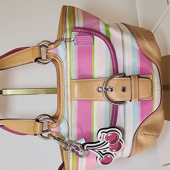 Coach Soho Twill Stripe multicolor fabric small shoulder bag - Picture 4 of 16